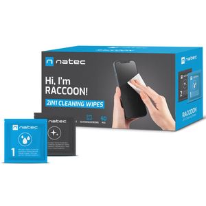 Toallitas húmedas limpiadoras para smartphones o tablets 50 unidades Natec Raccoon NSC-1797