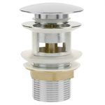Válvula de desagüe 9cm con rebosadero. Tapón para lavabo y baño universal G1-1/4 cromado - KS10200 - 10