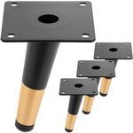Pack de 4 patas ladeadas para muebles con forma cónica y protección antideslizante de 12cm color negro y dorado - IN10700 - 01