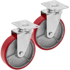 Ruedas pivotantes industriales de poliuretano y metal sin freno 125 mm 2 unidades