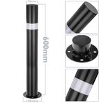 Pilona bolardo de acero con base clavada removible 76x600mm de color negro - SQ00800 - 02