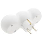 Multiplicador adaptador de clavija enchufe schuko triple blanco redondeado - IA09900 - 03