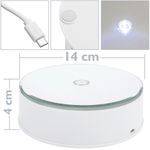 Base giratoria eléctrica 14cm blanco con espejo. Plataforma rotatoria con iluminación LED - SR03500 - 02