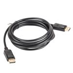 Cable Lanberg DisplayPort 1.2 macho a DisplayPort 1.2 macho 3m 4k negro CA-DPDP-10CC-0030-BK - DP10600 - 03