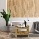 Taburete de baño con reposabrazos y estante 50 x 50 x 33 cm de madera de teca certificada - KZ10200 - 03