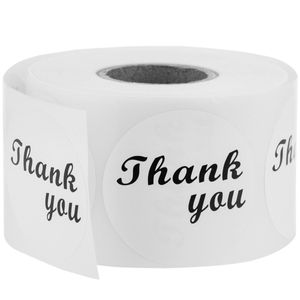 Etiqueta adhesiva redonda de 38 mm color blanco 'Thank You'