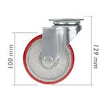 Ruedas pivotantes industriales de poliuretano y metal sin freno 100 mm 2 unidades - QR04400 - 04