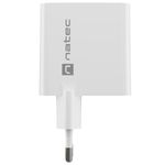 Cargador USB Natec Ribera GaN 1X USB-A + 1X USB-C 65W blanco NUC-2144 - NT37400 - 05