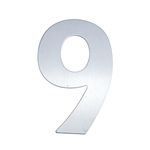 Número 9 en acero inoxidable de 8cm con adhesivo para rotulación - NZ00900 - 01