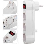 Multiplicador adaptador de clavija enchufe schuko triple blanco con interruptor - IA08700 - 02