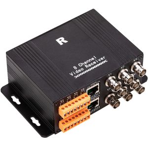 Transceptor de vídeo activo para rack 19" con 8 puertos dobles BNC a 2 puertos RJ45 o Terminal Block