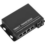 Conversor de fibra óptica 100Mbps monomodo 4 RJ45 SC 1310nm duplex 40km - UF05100 - 01