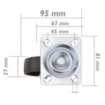 Rueda pivotante industrial de metal sin freno 75 mm - QR01200 - 03