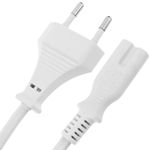 Cable de Alimentación eléctrico IEC-60320 C7 hembra a enchufe bipolar macho de 1,5m blanco - FB10000 - 05