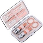 Kit de estuche de manicura y pedicura profesional, set de 7 accesorios de acero inoxidable, color Oro rosa - BE10300 - 03