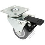 Rueda doble pivotante industrial de PU y PVC gris con freno 50 mm 4 pack - QS04300 - 04