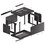 Armario Rack mural 19" 6U F450 600x450x379mm pared desmontado DIY negro Lanberg - WK31700 - 02
