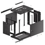 Armario Rack mural 19" 9U F450 600x450x512mm pared desmontado DIY negro Lanberg - WK32100 - 02