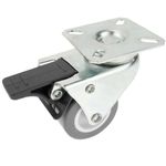Rueda doble pivotante industrial de PU y PVC gris con freno 50 mm - QS04200 - 01