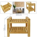 Taburete de baño con reposabrazos y estante 50 x 50 x 33 cm de madera de teca certificada - KZ10200 - 02