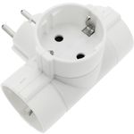 Multiplicador de clavija enchufe schuko triple de color blanco con ángulo - IA09400 - 05