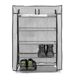 Armario ropero y zapatero de tela desmontable 60 x 30 x 90 cm gris con puerta enrollable - DX07800 - 09