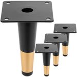 Pack de 4 patas rectas para muebles con forma cónica y protección antideslizante de 12cm color negro y dorado - IN10300 - 01