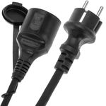 Prolongador de cable eléctrico schuko macho a hembra de 2 m negro IP44 - CG00100 - 05