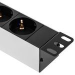Regleta de enchufes de aluminio para armario rack 19" 1U con 8 Schuko y conector C14 - RE09600 - 06
