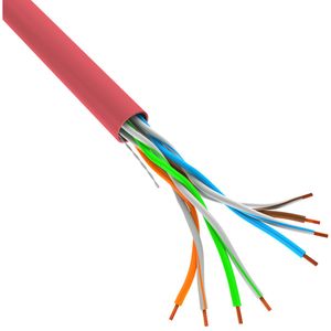 Bobina de cable de red ethernet Cat. 5e UTP CCA de 305 m rígido de color rojo LCU5-10CC-0305-R