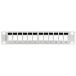 Patch panel configurable para keystone 10" blanco de 12 RJ45 con peine FTP y UTP1U Lanberg PPKS-9112-S - RD13600 - 02