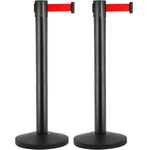 Poste separador 2 unidades negro con cinta extensible de 5 m 350 x 76 x 910 mm - BB00300 - 01
