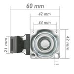Rueda pivotante industrial de poliuretano y PVC transparente con freno 50 mm - QR00100 - 03