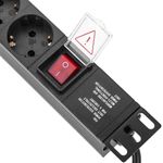 Regleta de enchufes para armario rack 19" 1U con 8 schuko e interruptor y cable de 3 metros C14 - RE01600 - 05