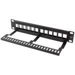Patch panel configurable para keystone 10" de 12 RJ45 con peine FTP y UTP1U Lanberg PPKS-9112-B - RD13500 - 02