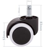 Rueda pivotante de nailon y PVC blanco sin freno 50mm M10 5 pack - KR02500 - 03