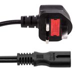 Cable eléctrico British Standard BS-1363-1 a IEC-60320-C7 de 1.8m negro - CL04100 - 04