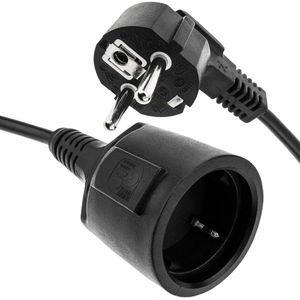 Prolongador de cable eléctrico schuko macho a hembra de 15 m negro