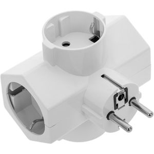 Multiplicador de clavija enchufe schuko cuádruple de color blanco
