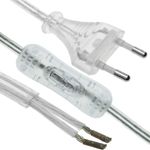 Cable alimentación con interruptor conector bipolar a bornes transparente 2m - NV09400 - 01