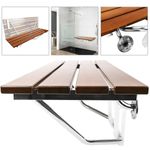 Asiento de ducha abatible. Silla plegable para ancianos de madera tropical y aluminio 900x338mm - S080400 - 02