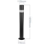 Pack de 2 uds de pilonas bolardos de acero con base clavada 110x1000mm de color negro - YZ05200 - 02