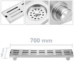 Canaleta de doble desagüe 70x10cm con rejilla en acero inoxidable mate - KS42500 - 02