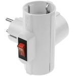 Clavija enchufe triple schuko de color blanco 220VAC con interruptor - IA09000 - 05