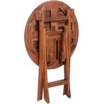 Mesa redonda 66 cm plegable para jardín exterior de madera de teca certificada - KZ12100 - 05