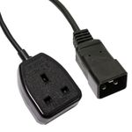 Cable eléctrico British Standard BS-1363-2 a IEC-60320-C20 de 0.4m negro - CL09200 - 01