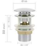 Válvula de desagüe 9cm con rebosadero. Tapón para lavabo y baño universal G1-1/4 cromado - KS10200 - 02