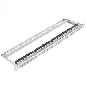 Patch panel 24 RJ45 Cat.6 UTP 0.5U metal con peine para gestión de cables