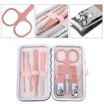Kit de estuche de manicura y pedicura profesional, set de 7 accesorios de acero inoxidable, color Oro rosa - BE10300 - 02