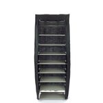 Armario ropero y zapatero de tela desmontable 60 x 30 x 160 cm negro con puerta enrollable - DX09100 - 02